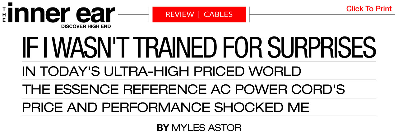 The Essence Reference Audiophile Power Cord Review The Inner Ear Magazine Essential Sound Products