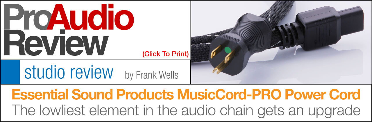 MusicCord PRO Studio Monitor Power Cord Review Pro Audio Review Magazine Essential Sound Products