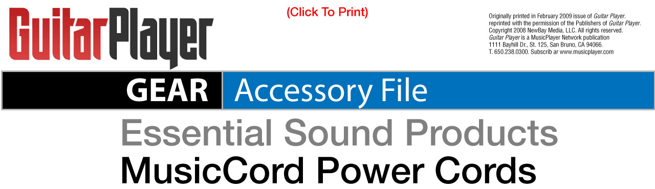MusicCord PRO Tube Guitar Amp Power Cord Review Guitar Player Magazine - Essential Sound Products