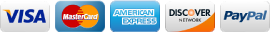We Gladly Accept Visa, MasterCard, American Express, Discover, and PayPal